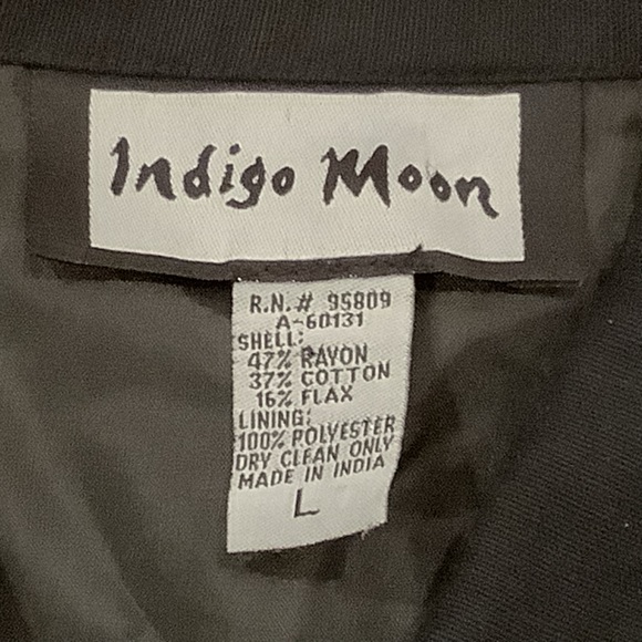 Indigo Moon Vintage Embroidered Black Floral Jacket Button Front Blazer Large - Picture 13 of 13